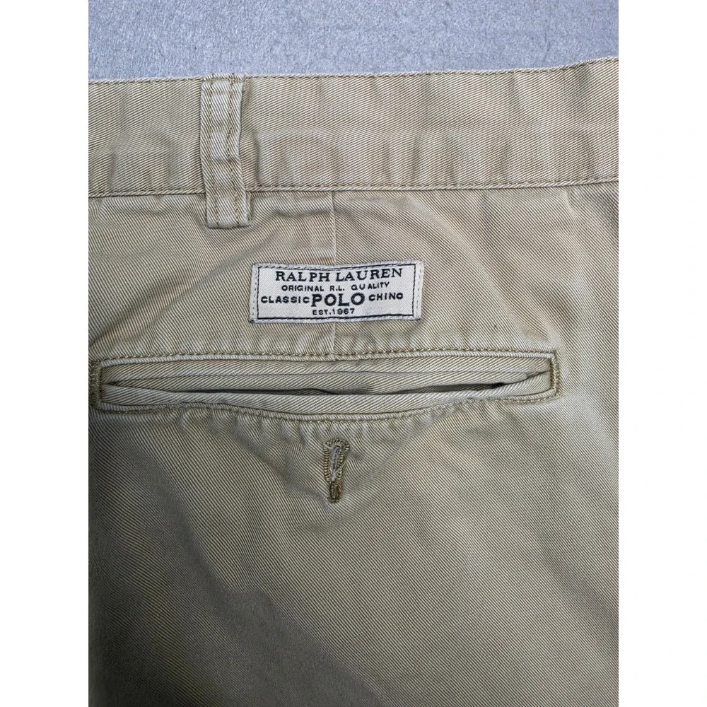 Polo Ralph Lauren Tyler Shorts Men's‎ 50B Beige 100% Cotton Pleated Slash Pocket